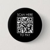 Aangepaste QR-code / tekst zwart Ronde Button 5,7 Cm (Voorkant)