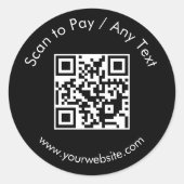 Aangepaste QR-code / Tekst Zwart Ronde Stickers Bl (Voorkant)