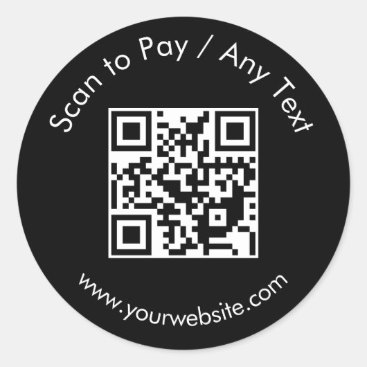 Aangepaste QR-code / Tekst Zwart Ronde Stickers Bl (Voorkant)