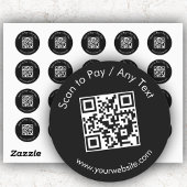 Aangepaste QR-code / Tekst Zwart Ronde Stickers Bl