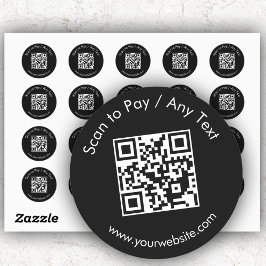 Aangepaste QR-code / Tekst Zwart Ronde Stickers Bl
