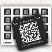 Aangepaste QR-code / Tekst Zwart Vierkant Stickers