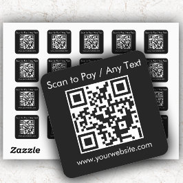 Aangepaste QR-code / Tekst Zwart Vierkant Stickers