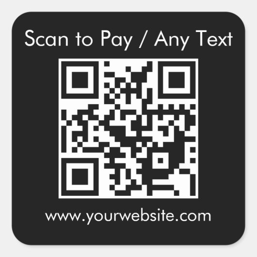 Aangepaste QR-code / Tekst Zwart Vierkant Stickers (Voorkant)