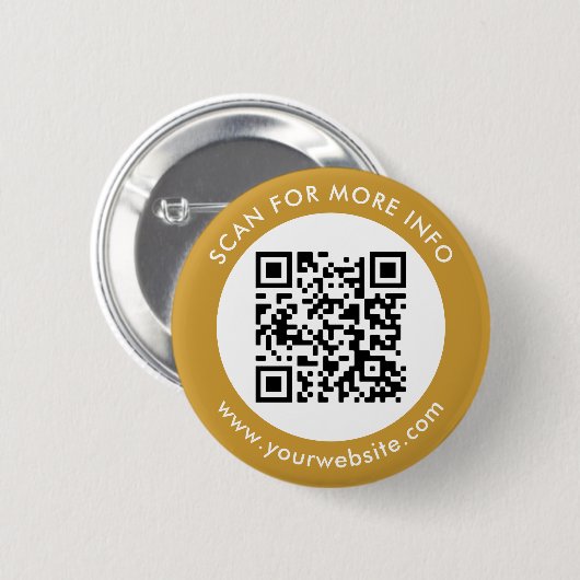 Aangepaste QR-code Tekst zwart wit goud Ronde Button 5,7 Cm (Voorkant /achterkant)
