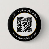 Aangepaste QR-code Tekst zwart wit goud Ronde Button 5,7 Cm (Voorkant)
