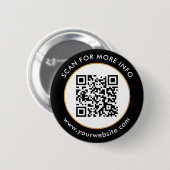 Aangepaste QR-code Tekst zwart wit goud Ronde Button 5,7 Cm (Voorkant /achterkant)