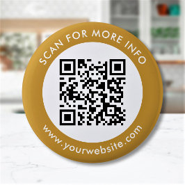 Aangepaste QR-code Tekst zwart wit goud Ronde Button 5,7 Cm