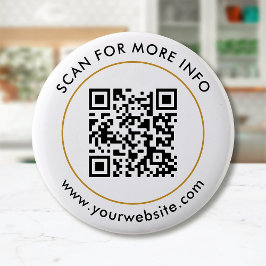 Aangepaste QR-code Tekst zwart wit goud Ronde Button 5,7 Cm