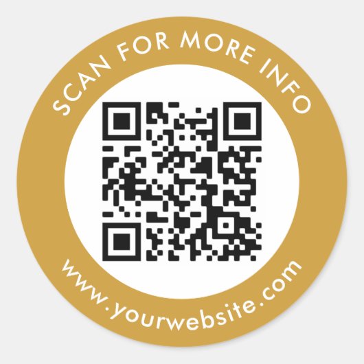 Aangepaste QR-code Tekst zwart wit goud Ronde Sticker (Voorkant)