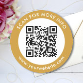 Aangepaste QR-code Tekst zwart wit goud Ronde Sticker