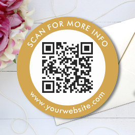 Aangepaste QR-code Tekst zwart wit goud Ronde Sticker