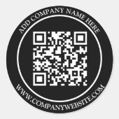 Aangepaste QR code tekst zwart wit klassiek Ronde Sticker (Voorkant)