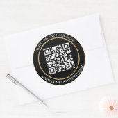 Aangepaste QR code tekst zwart wit klassiek Ronde Sticker (Envelop)