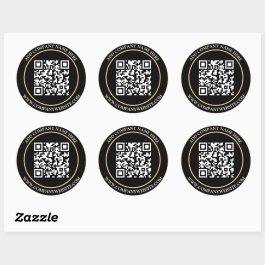Aangepaste QR code tekst zwart wit klassiek Ronde Sticker (Vel)