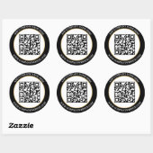 Aangepaste QR code tekst zwart wit klassiek Ronde Sticker (Vel)