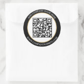 Aangepaste QR code tekst zwart wit klassiek Ronde Sticker (Tas)
