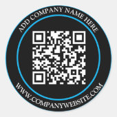 Aangepaste QR-code tekst Zwart Wit Klassiek  Ronde Sticker (Voorkant)