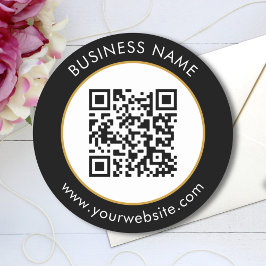 Aangepaste QR-code Tekst zwart wit Ronde Sticker