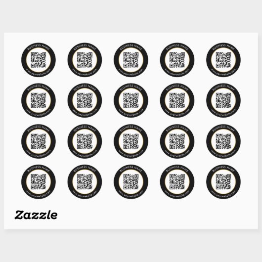 Aangepaste QR-code Tekst zwart wit Ronde Sticker (Vel)