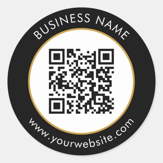 Aangepaste QR-code Tekst zwart wit Ronde Sticker (Voorkant)