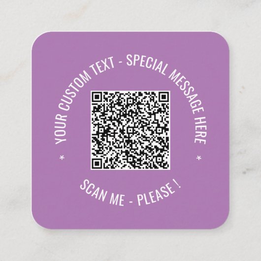 Aangepaste QR-code Tekstkleur Zakelijke kaart Sjab Vierkante Visitekaartje (Achterkant)