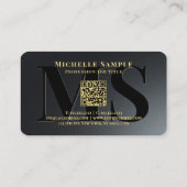 Aangepaste QR-code Tekstnaam Luxury Gold Typograph Visitekaartje (Achterkant)