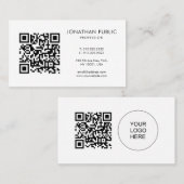 Aangepaste QR-code Uw Logo hier Barcode Modern Visitekaartje (Voorkant / Achterkant)