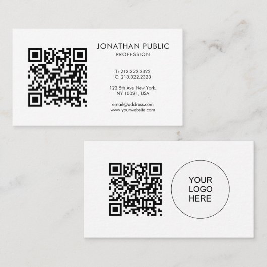 Aangepaste QR-code Uw Logo hier Barcode Modern Visitekaartje (Voorkant / Achterkant)