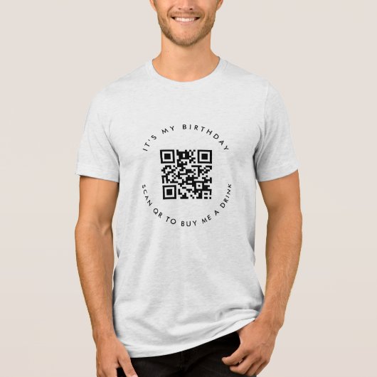Aangepaste QR-code | Verjaardag of donatie Tri-Blend Shirt (Voorkant)