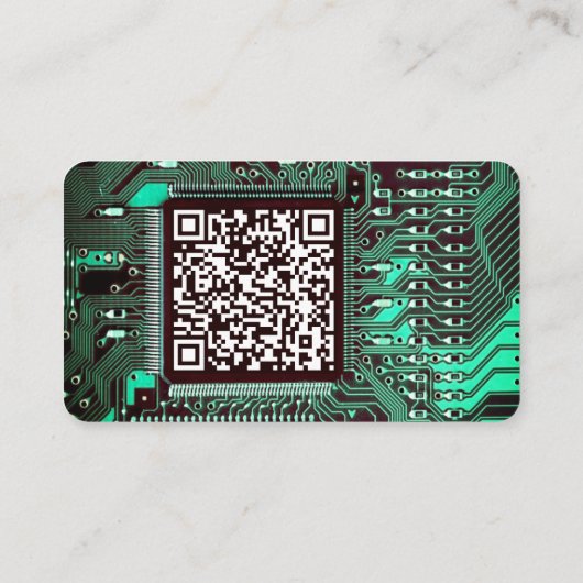 Aangepaste QR-code voor blauwgroen, moderne printk Visitekaartje (Achterkant)