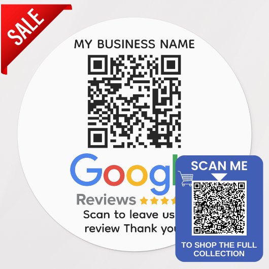 Aangepaste QR-code voor GOOGLE REVIEWS met bedrijf Labels