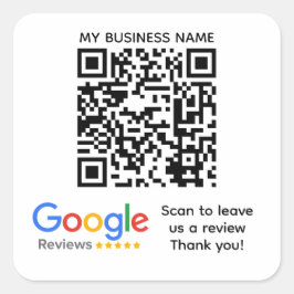 Aangepaste QR-code voor GOOGLE REVIEWS met bedrijf Vierkante Sticker