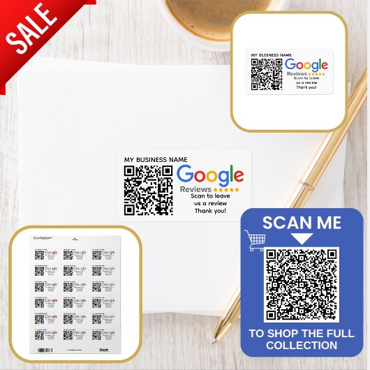 Aangepaste QR-code voor GOOGLE REVIEWS met merknaa Etiket