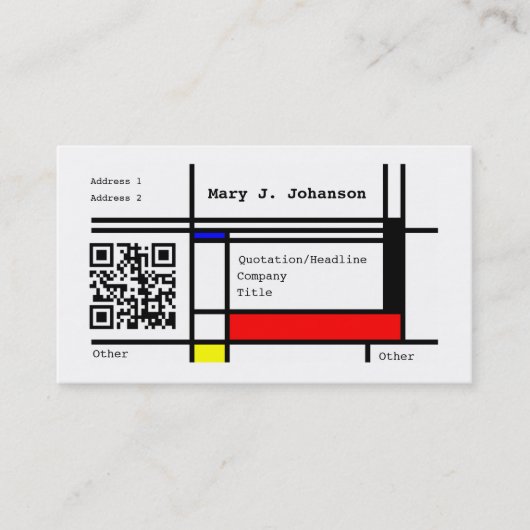 Aangepaste QR-code voor Mondriaan cool design Visitekaartje (Voorkant)