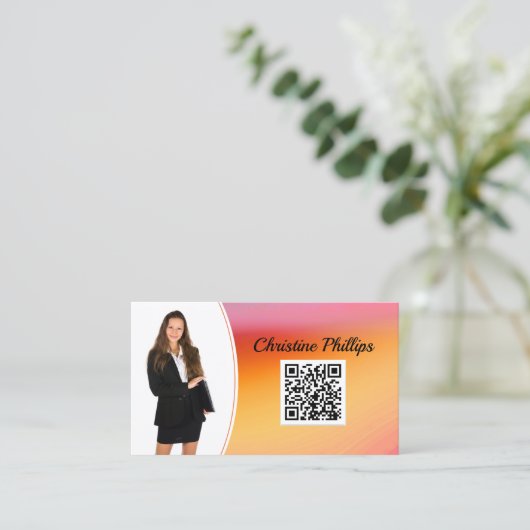 Aangepaste QR-code voor Oranje Event Planner, vers Visitekaartje (Staand voorkant)