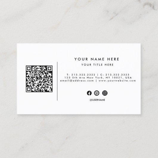 Aangepaste QR-code voor professionele logo Visitekaartje (Achterkant)