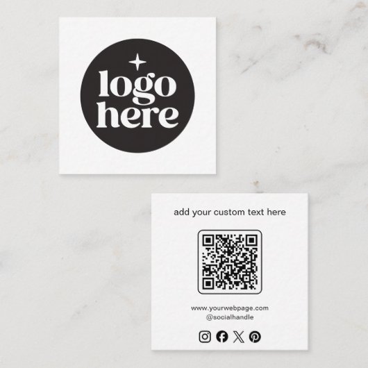 Aangepaste QR-code voor social media-logo Vierkante Visitekaartje (Voorkant / Achterkant)