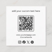 Aangepaste QR-code voor social media-logo Vierkante Visitekaartje (Achterkant)