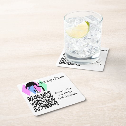 Aangepaste QR-code voor WiFi-netwerktoegang Kartonnen Onderzetters (Insitu)