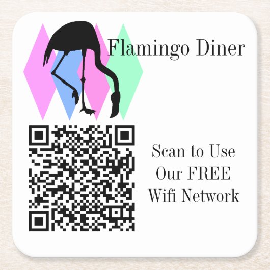 Aangepaste QR-code voor WiFi-netwerktoegang Kartonnen Onderzetters (Voorkant)