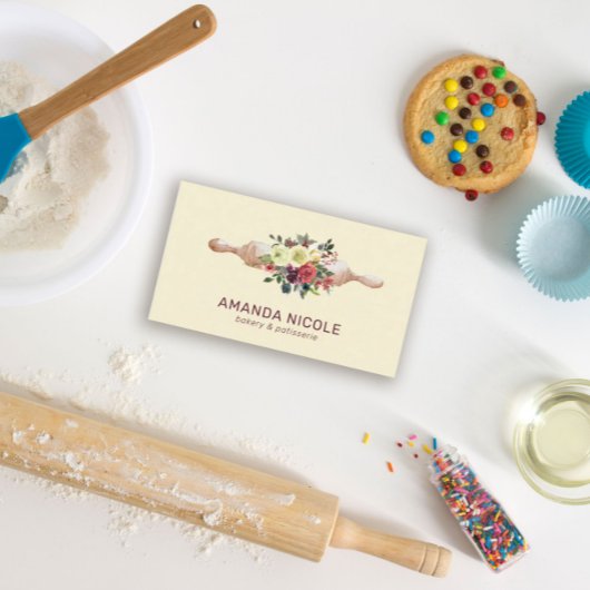 Aangepaste QR-code Waterverf Bloemencake Bakkerij Visitekaartje