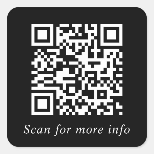 Aangepaste QR-code Website Generator Zwart Vierkante Sticker (Voorkant)