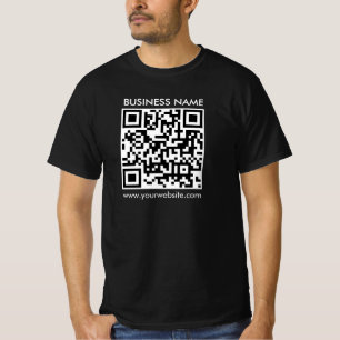 Aangepaste QR code website Mannen Modern Black Val T-shirt