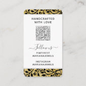 Aangepaste QR Code White Gold Earnings Display Kaa Visitekaartje (Achterkant)