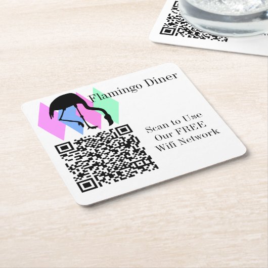 Aangepaste QR-code Wifi-netwerktoegang Kartonnen Onderzetters (Schuin)