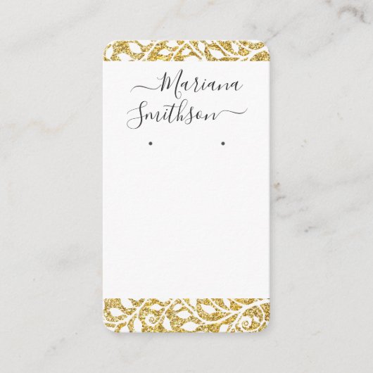 Aangepaste QR-code witte gouden oorbellen displayk Visitekaartje (Voorkant)