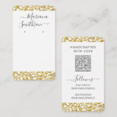 Aangepaste QR-code witte gouden oorbellen displayk Visitekaartje (Voorkant / Achterkant)