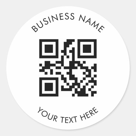 Aangepaste QR-code Zakelijk en Tekst Promotie Wit Ronde Sticker (Voorkant)