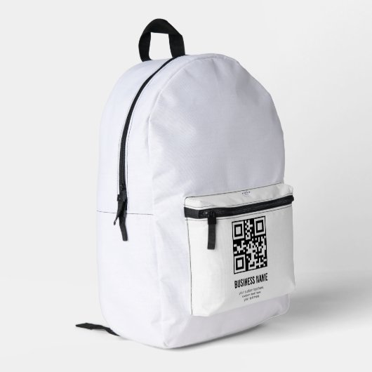 Aangepaste QR-code Zakelijk Logo Naam Sjabloon Bedrukte Rugzak (Achterkant Hoek Links)